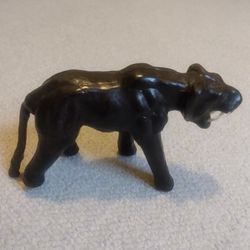 VINTAGE LEATHER WRAPPED PANTHER ANIMAL STATUE FIGURINE 8" LONG