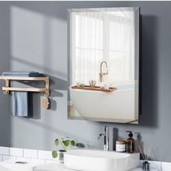 16”x24” Metal Framed Medicine Cabinet With Mirror