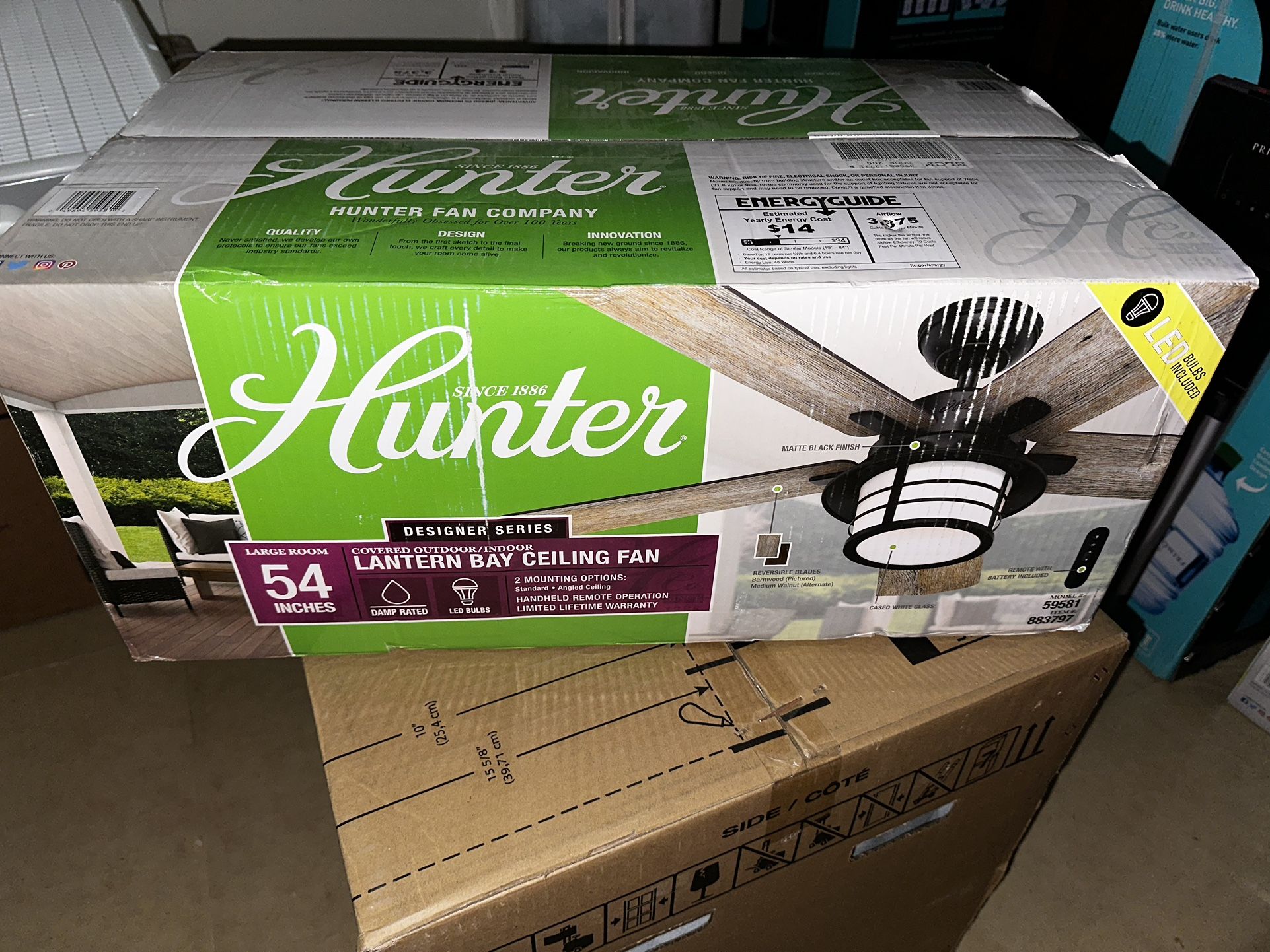 Hunter Lantern Bay 54in Ceiling Fan With Remote Control Included