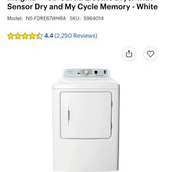 Insignia  6.7 Cu. Ft. Electric Dryer with Sensor Dry and My Cycle Memory