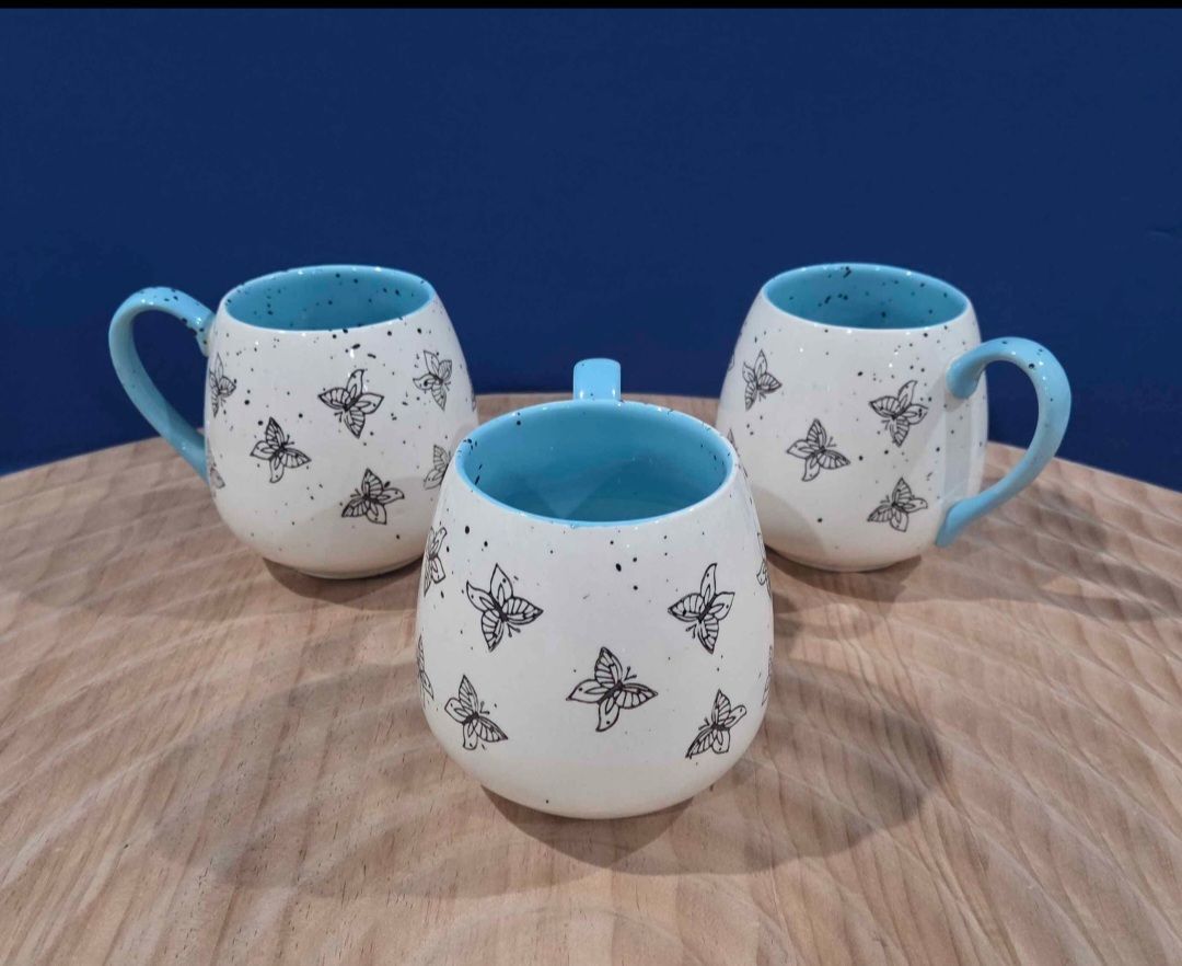 Meritage Speckled Butterfly Mugs Set of 3 ~ 20 oz. cup