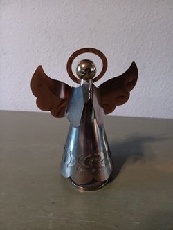 Vtg Brass Musical Angel "Silent Night"