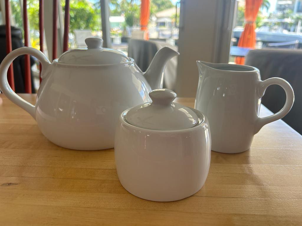 Tea Pot, Sugar, Cup For Milk 
