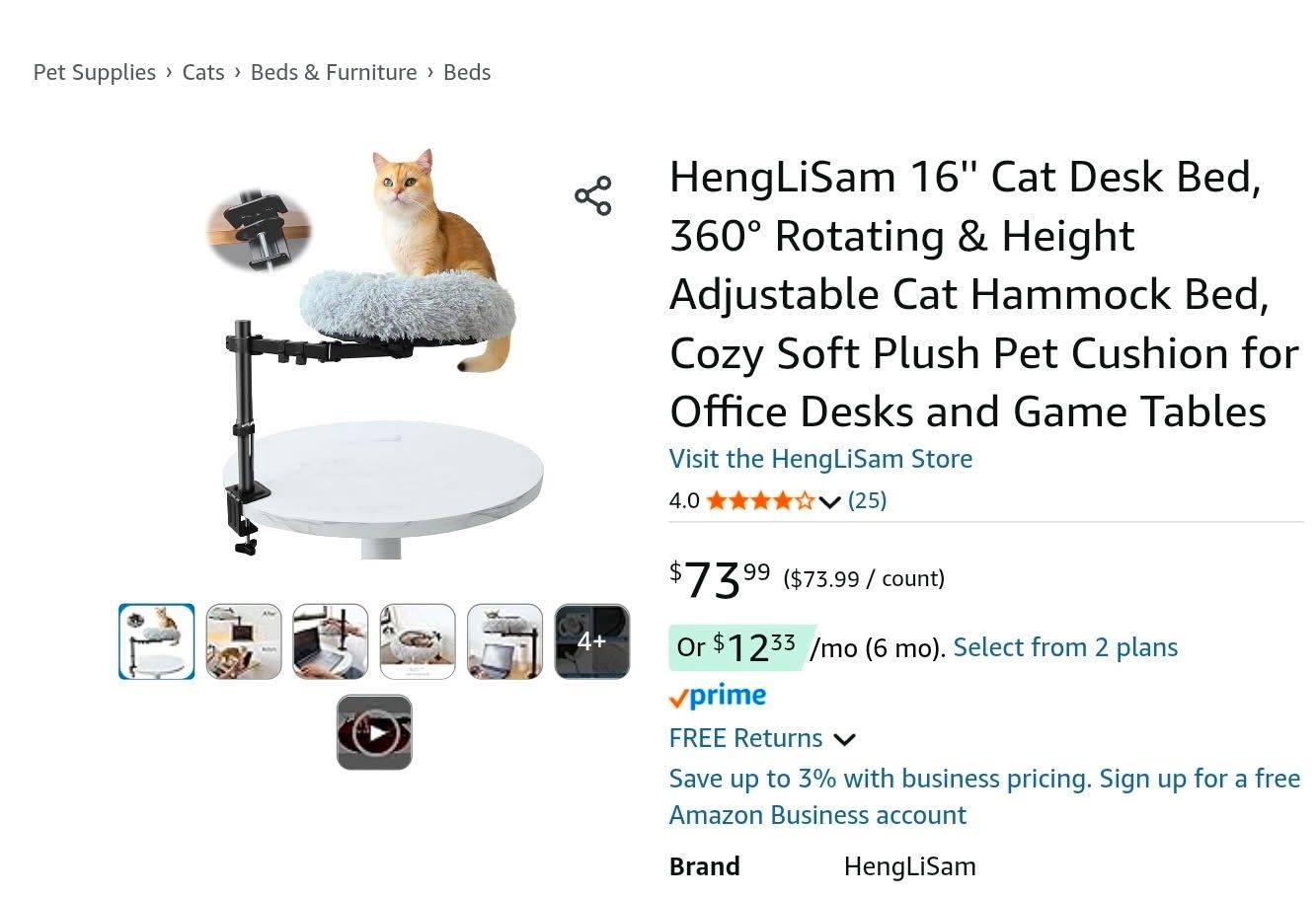 Cat bed desk mount