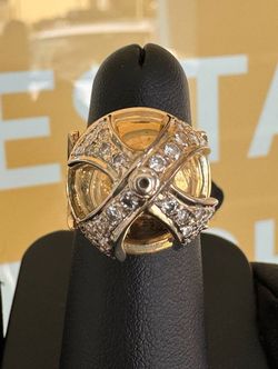 18k yellow gold spinning cross 1.1CTW natural diamond custom ring size 6