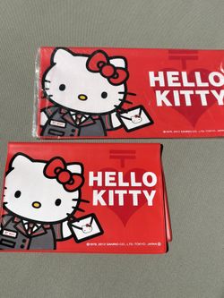 Hello Kitty Checkbook/passport/card Covers - Collaboration With Japanese Postal Office 