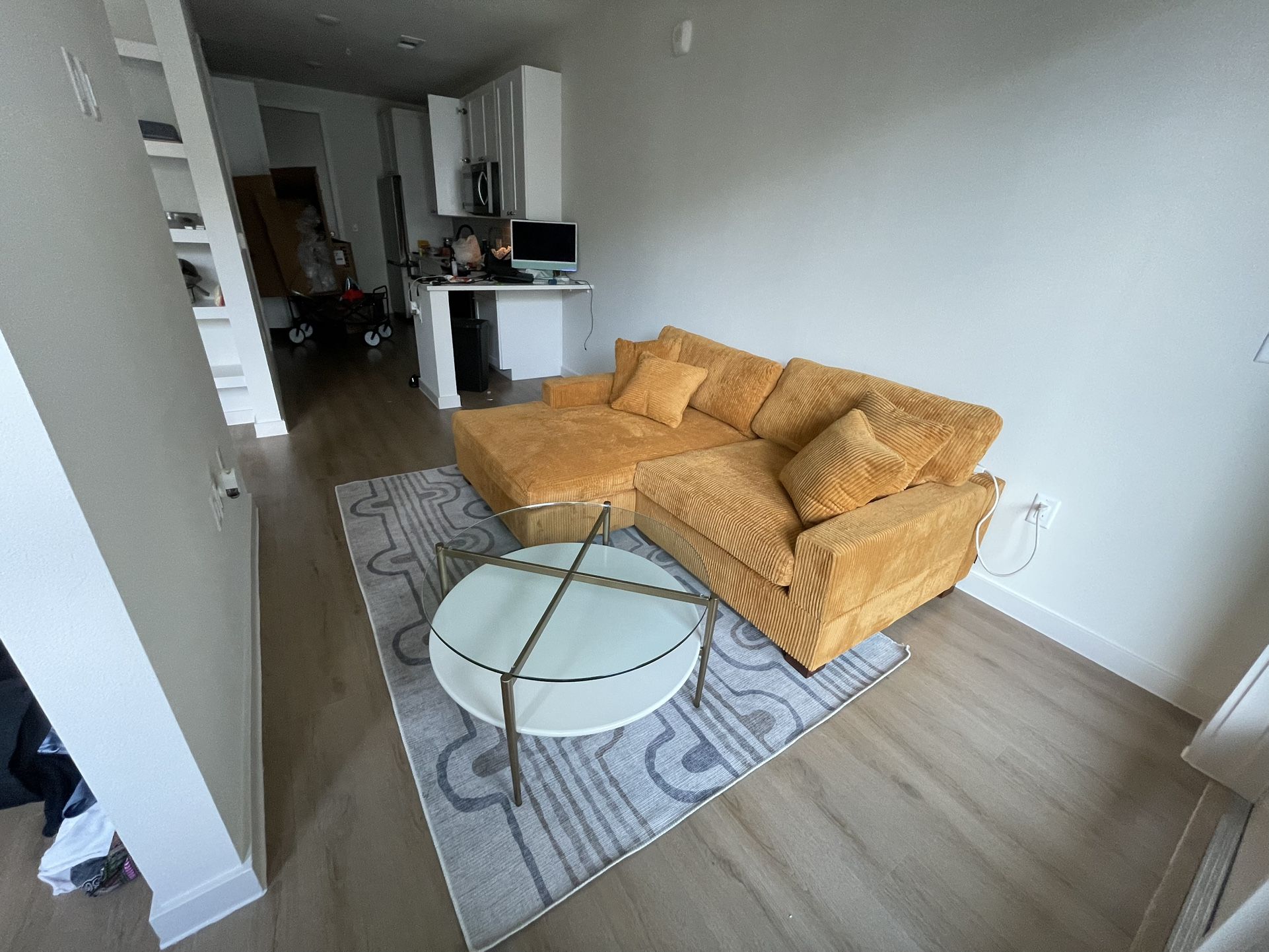 Gold Glass Coffee Table.