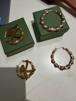 Brand new stainless steel gold bamboo earrings| take both for $10