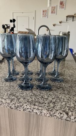12 Blue Wine Glasses