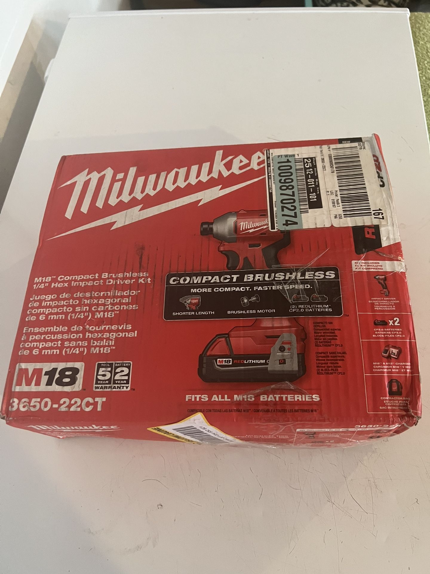 Milwaukee M18 Compact Brushless Hex Impact Driver Kit 