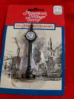 American Village Scene Village Accessory Metal Black Post Street Clock
