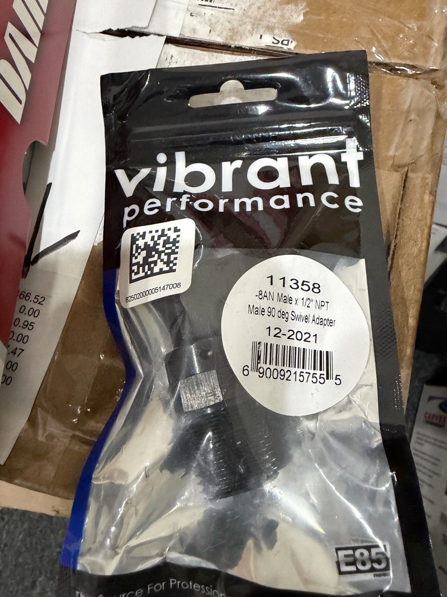 VIBRANT 8AN Male x 1/2” NPT Male 90 degree Swivel Adapter