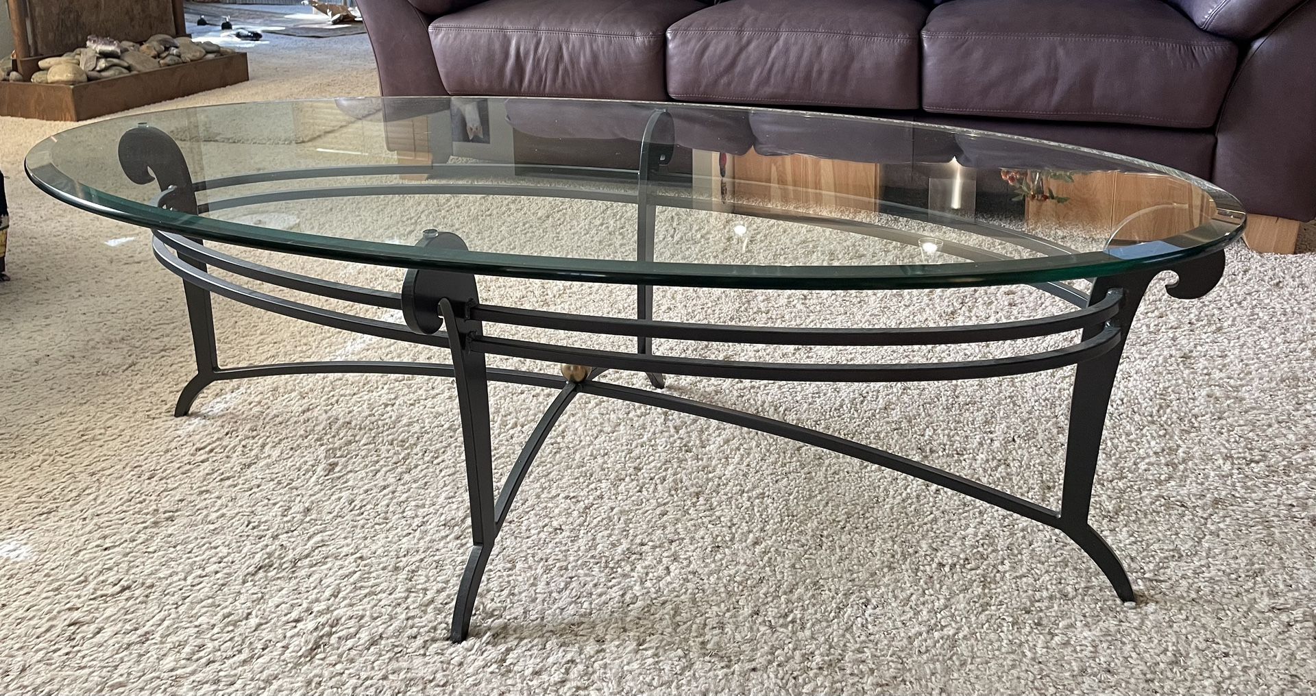 Oval Glass Top Cocktail Table - $50 (South Reno)