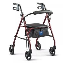 Rollator Walker Guardian MDS86800XWS Lightweight Folding Steel Rollator Walker with 6" Wheels & Seat