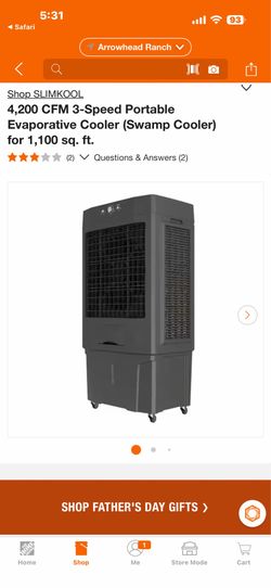 Shop SLIMKOOL 4,200 CFM 3-Speed Portable Evaporative Cooler (Swamp Cooler) for 1,100 sq. ft.