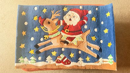 Royal Palace Handmade Santa & Rudolph Christmas Rug – 2’ x 3’