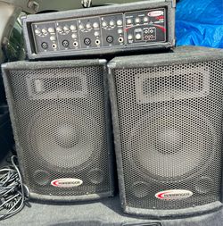 Harbinger HA60 60-Watt 4-Channel Mixer Portable PA System & Speakers