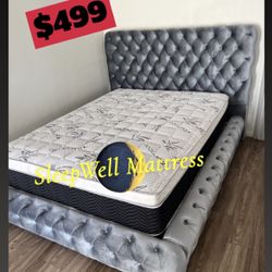 Queen Size Bed Frame With Pillow Top Mattress Included 