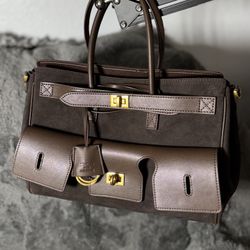 Suede And Leather Hand Bag
