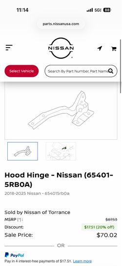 Hood Hinge - Nissan kicks (65401-5RB0A)