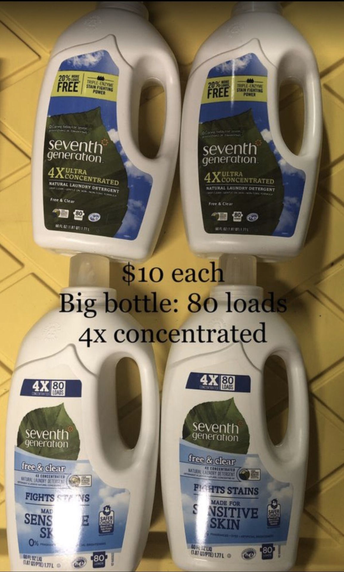 Seven Generation Natural Laundry Detergent -80 Loads- 4X Concentrated: $10 each