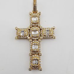 14k gold 3ctw diamond cross