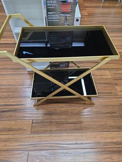 Two Tier Bar Stand Glass Counter Top