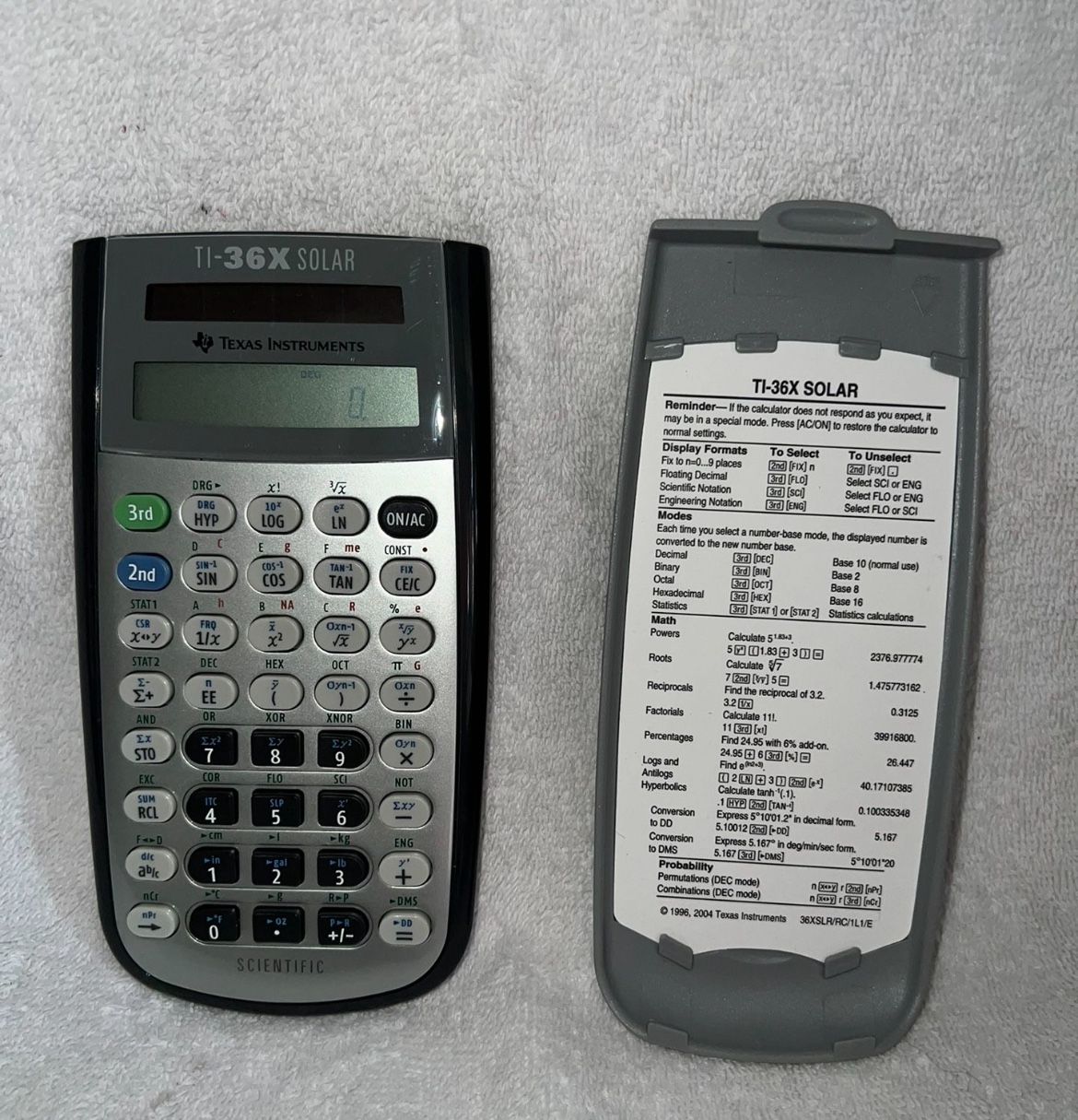Solar Scientific Calculator TI 36X With Cover Vintage