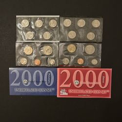 Coins – 2000 Uncirculated Mint Set in Original Mint Packaging – 10 Philadelphia Coins and 10 Denver Coins – Total 20 Coins 