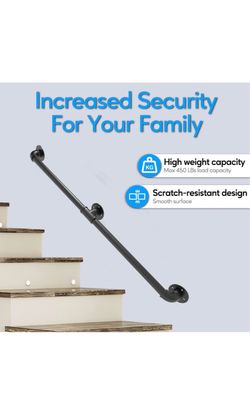 Brand New 6ft Black Stair Handrail