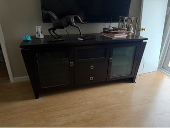 Modern Media Console / TV Stand – Dark Wood Finish