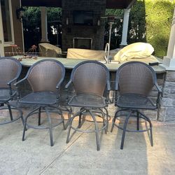 Bar stools rattan and metal