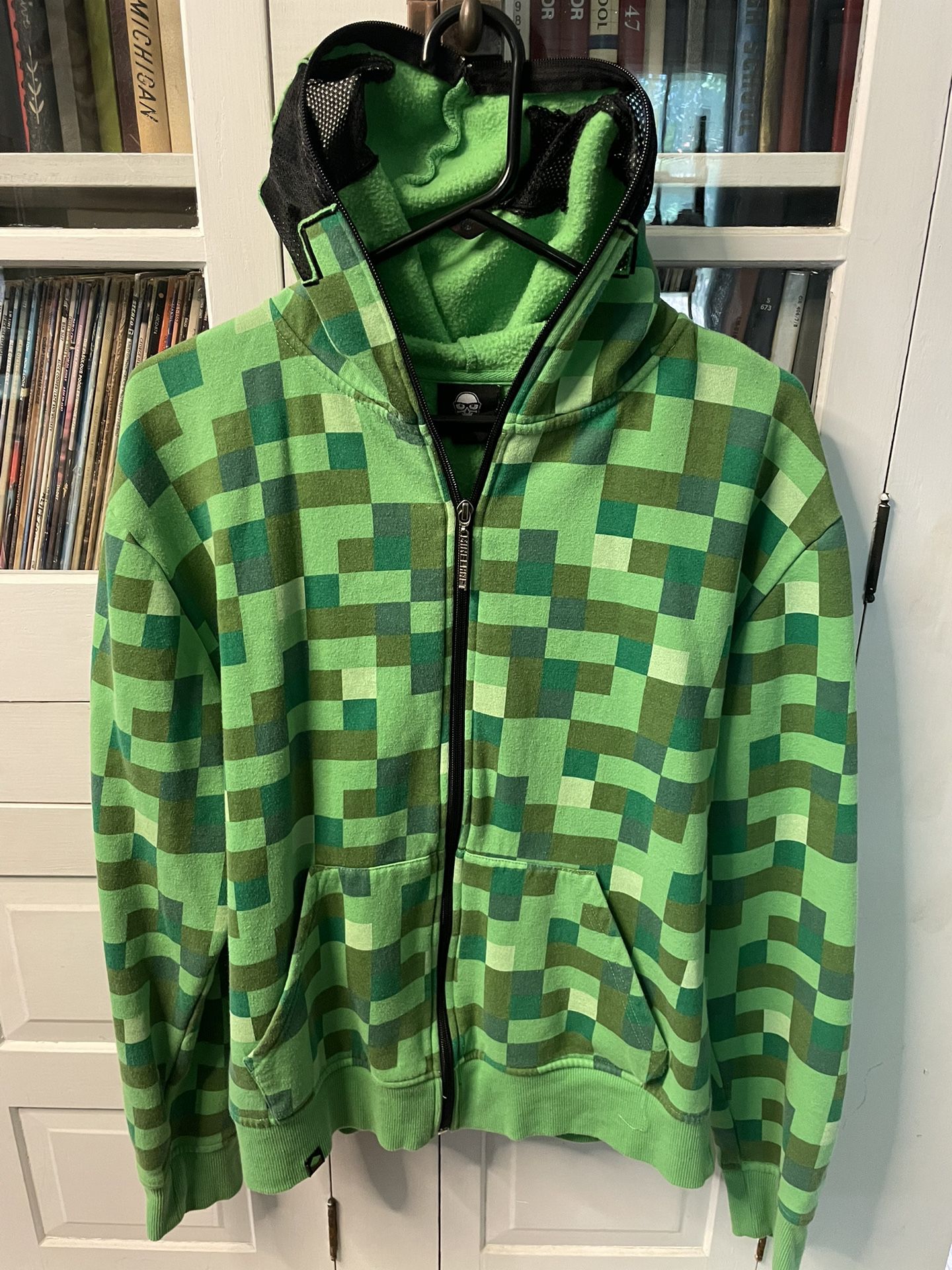 Minecraft Creeper Full Zip Jacket Hoodie by JINX Size M VG 