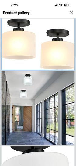 Semi Flush Mount Ceiling Light, Modern Kitchen Lighting Fixtures Ceiling, Rustic Ceiling Light Fixtures, Ceiling Lights with Glass Shade for Hallway F