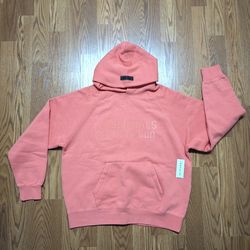 Authentic Fear of God Essentials Hoodie Coral Size Small Brand New With Tags