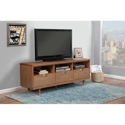 Alpine Furniture Easton Mahogany TV Stand – 64" Media Console in Beige Finish with Storage Drawers, Cable Cutouts, Fits 70" Flat Screen