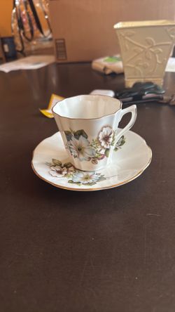 Vintage Royal Dover Bone China Teacup & Saucer Set – Floral Pattern, Made in England
