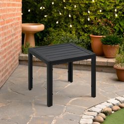 20" Square Steel Patio Side Table - All-Weather Indoor/Outdoor Accent Table End Table for Patio, Living Room, Poolside, Matte Black