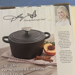 Dolly Parton 2qt Pre-Seasoned Cast Iron Dutch Oven