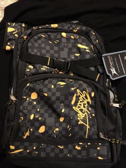 Brand new east sport black grey& yallow spots backpack