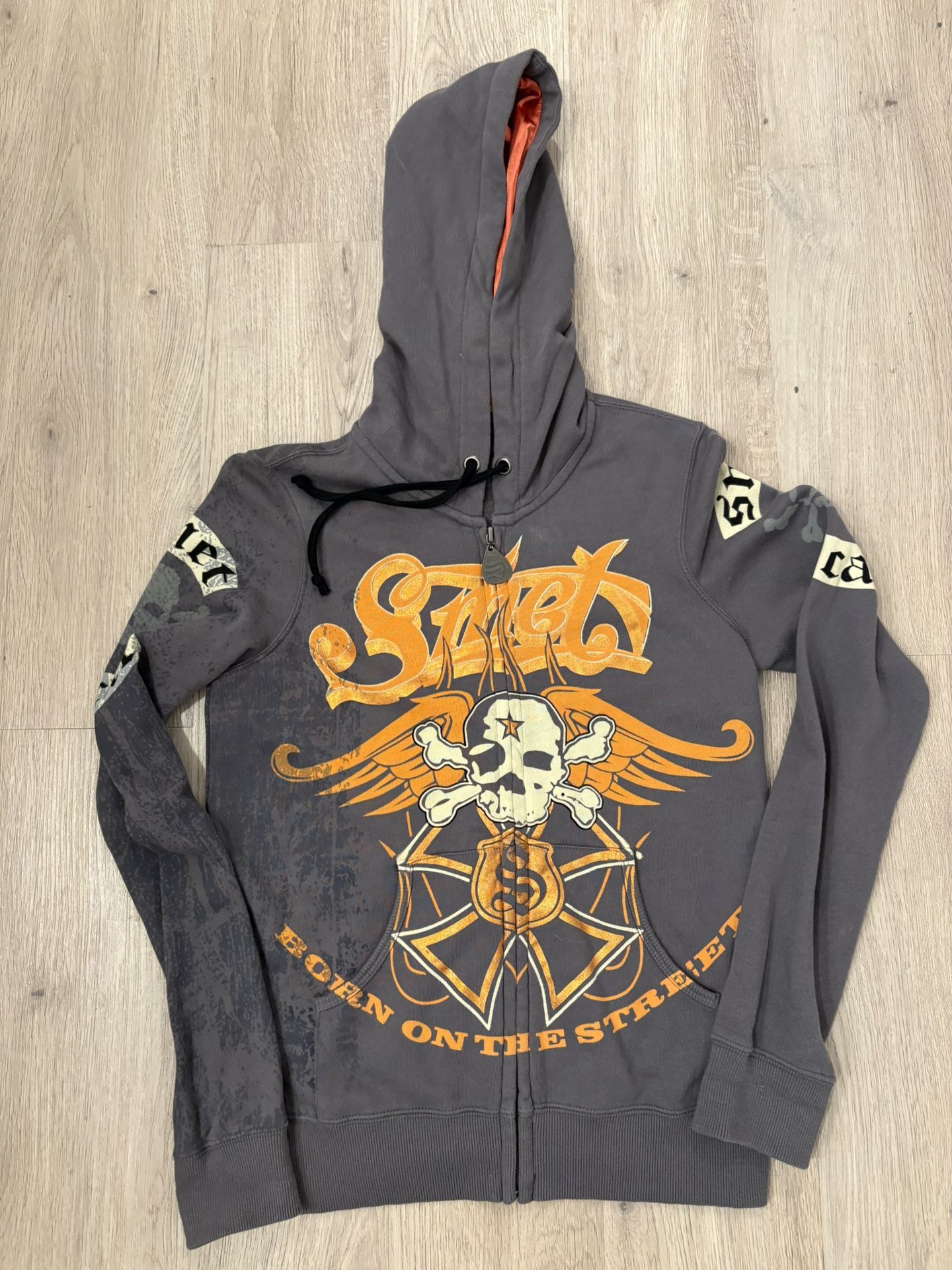 Y2K Smet Christian Audigier Born On The Street Full Zip Hoodie Men's S