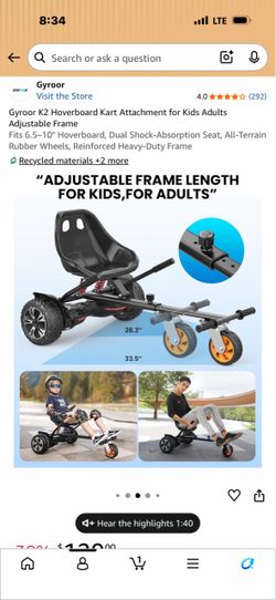 Hoverboard go-kart  seat attachment