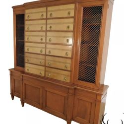 *ORIGINAL* Renzo Rutili, Johnson Furniture Leather and Mahogany Library, Breakfront, Bookcase