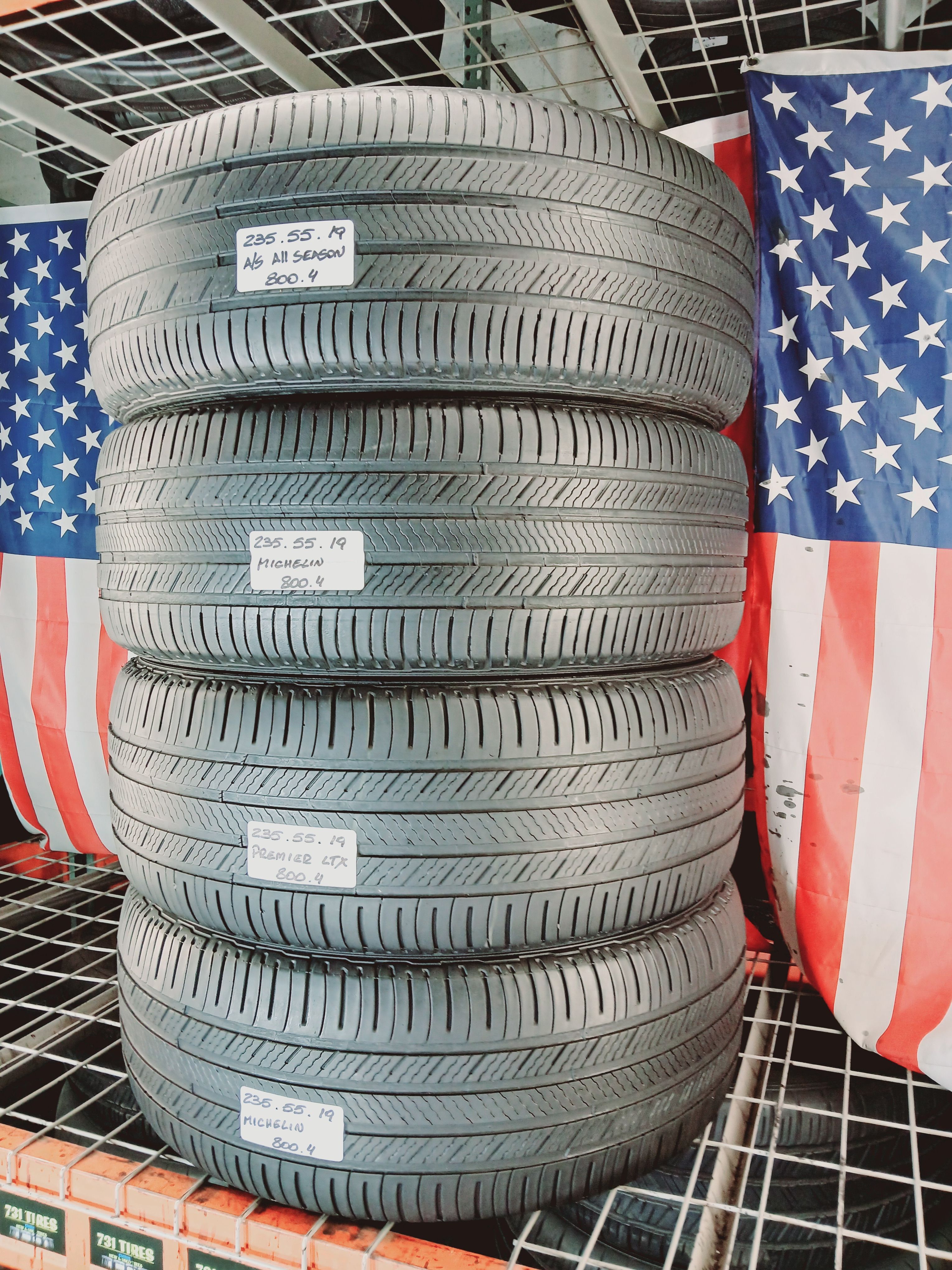 235/55R19 MICHELIN PREMIER A/S 235/55R19 USED TIRES SET 235 55 19 OEM REPLACEMENT ACURA MDX AUDI Q5 HYUNDAI SANTA FE JEEP COMMANDER INFINITI QX50