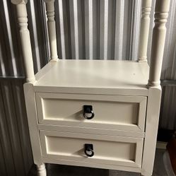 Unique Cottage Table With Two Drawers And One Shelf. 