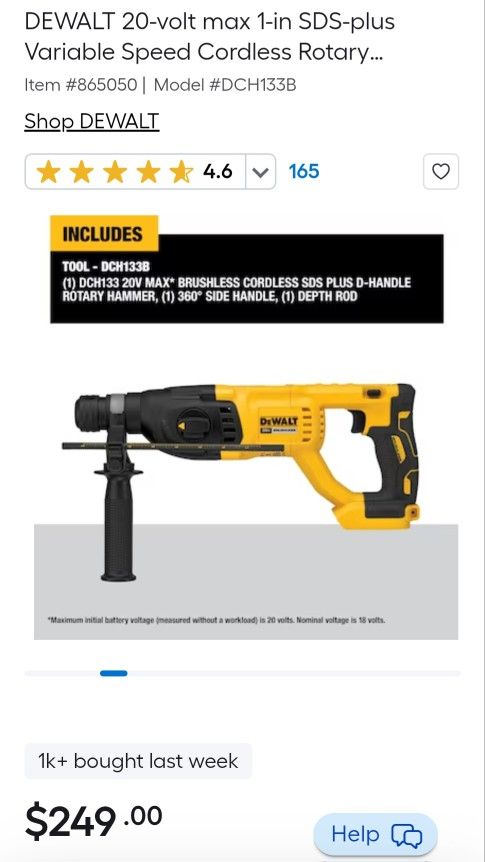Dewalt 20-volt Max Cordless Brushless Hammer Drill XR DCH133B Brand New Never Used Tool Only YES ITS AVAILABLE