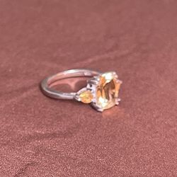 Silver Ring Yellow Stone 