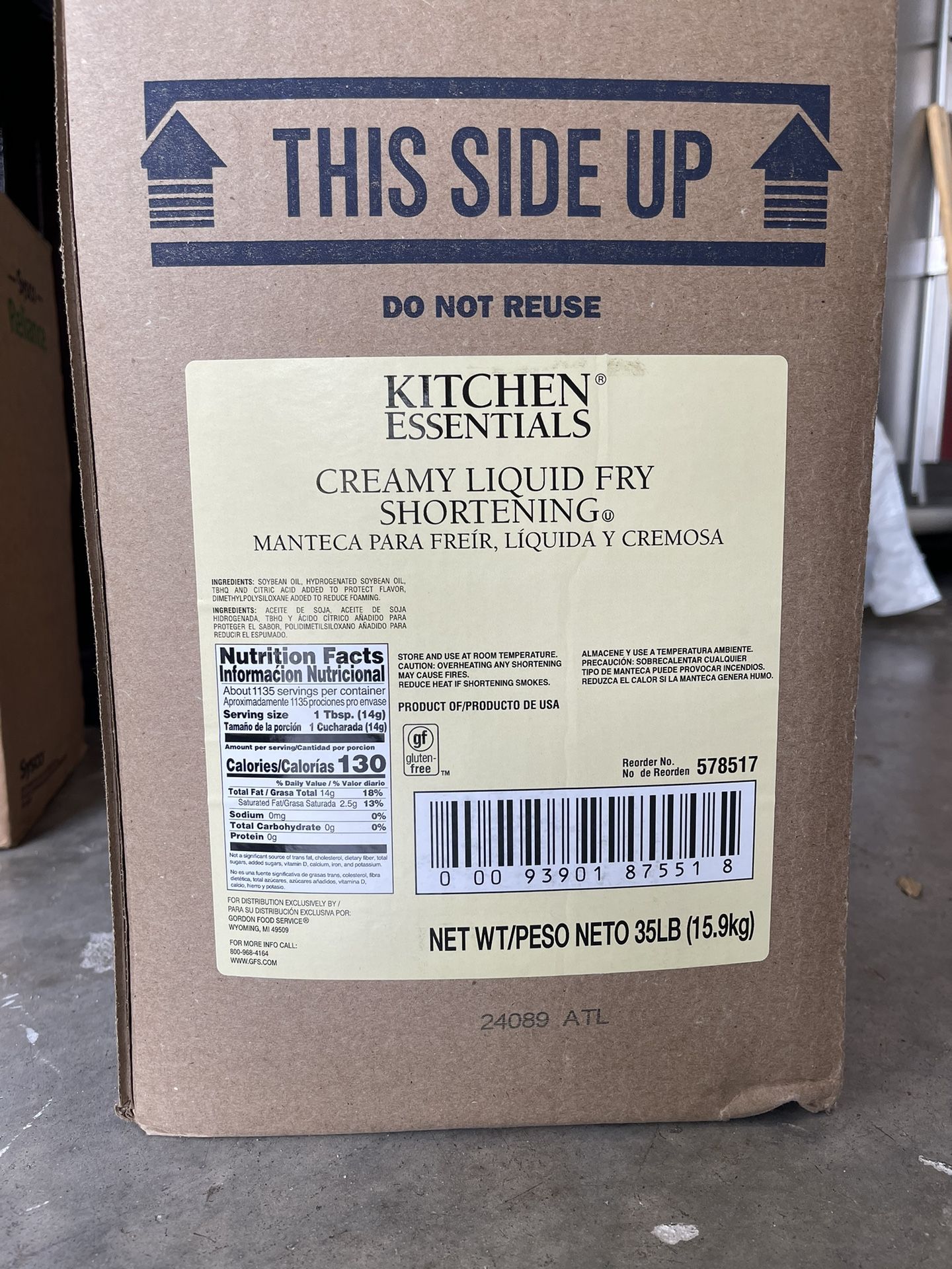 4 Cases Of Creamy liquid Fryer Shortening 35 L.B