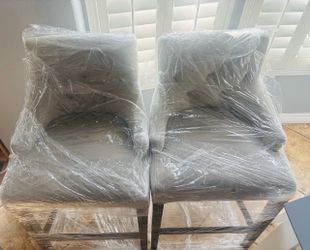Set of 2 Upholstered Bar Stools
