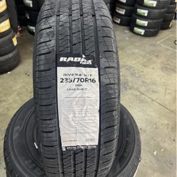 New Tires 235/70R16 Radar Rivera HT In Stock For Sale, Free Alignment Inspection WE FINANCE